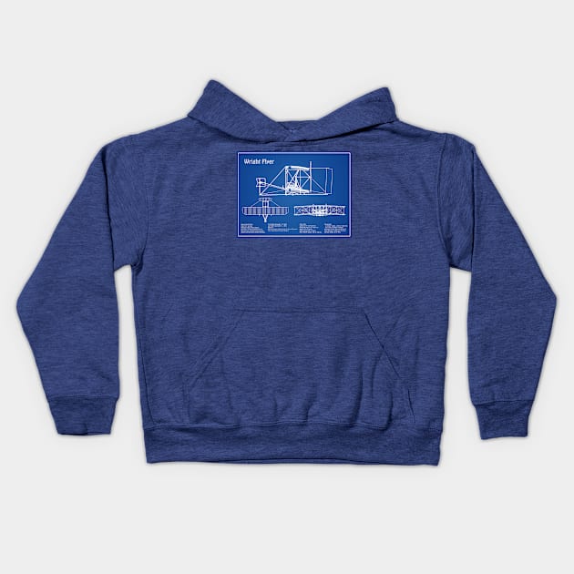 Wright Flyer - Airplane Blueprint - AD Kids Hoodie by SPJE Illustration Photography